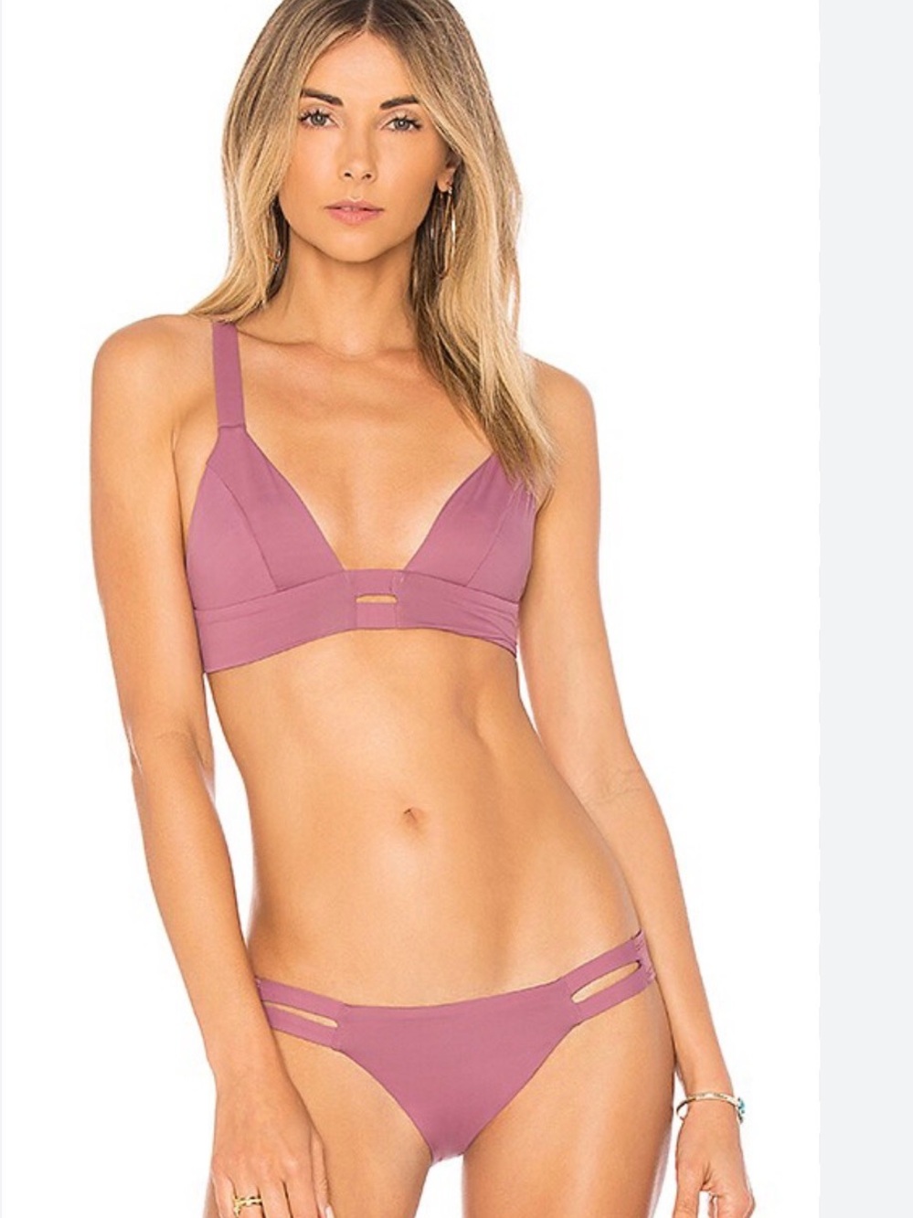 Vitamin A dusty rose Two-Piece Strappy Bikini Set, bottoms size small/top size M
